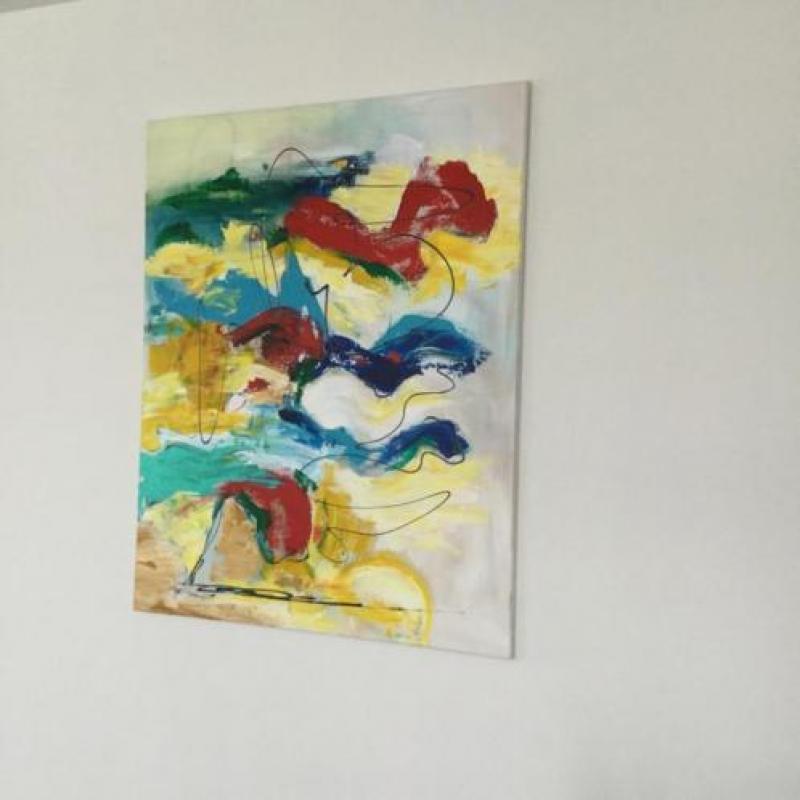Olieverf schilderij abstract br. 80 x h. 100