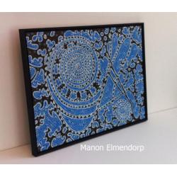 Handgeschilderd Abstract Blauw Schilderij Nieuw 60 x 80 cm