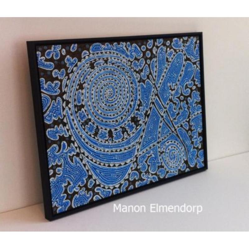 Handgeschilderd Abstract Blauw Schilderij Nieuw 60 x 80 cm