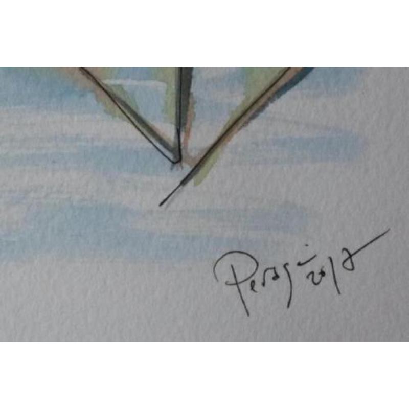Sergi Peragon - aquarel - gestempeld Galeria d'Art Peragon