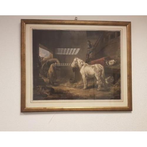 George Morland print Ward Willam "The Farmer's Stable" 1795