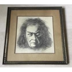 Houtskooltekening portret van Ludwig van Beethoven ingelijst