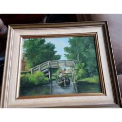 Olieverf schilderij Giethoorn W.H. Mentenaar