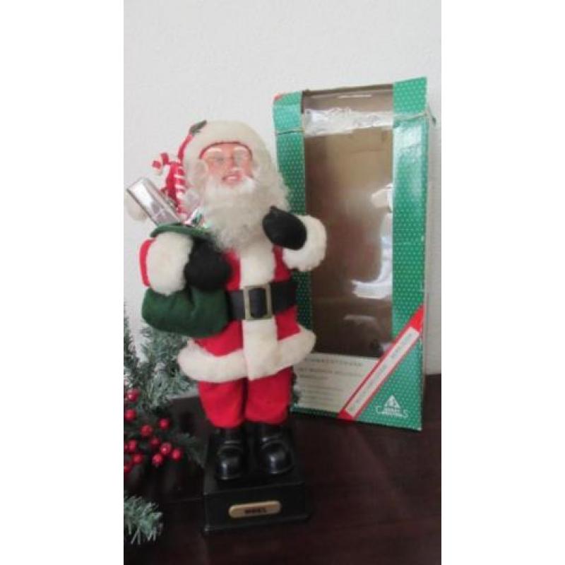 Grote oude bewegende kerstman met muziek 45/50 cm