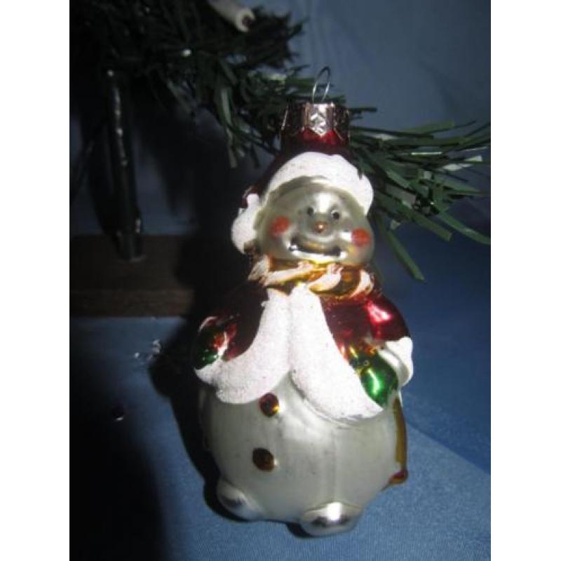 Kerstbal gekleurd ornament sneeuwpop 2 stuks