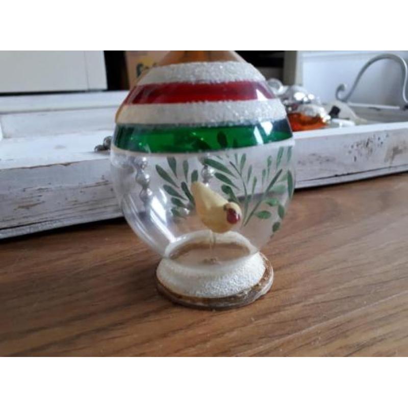 Oude kerstbal glas vogel kerstversiering