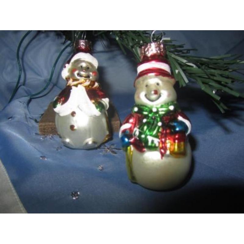 Kerstbal gekleurd ornament sneeuwpop 2 stuks