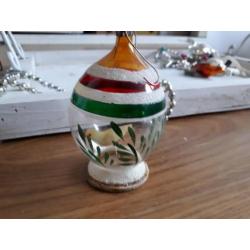 Oude kerstbal glas vogel kerstversiering