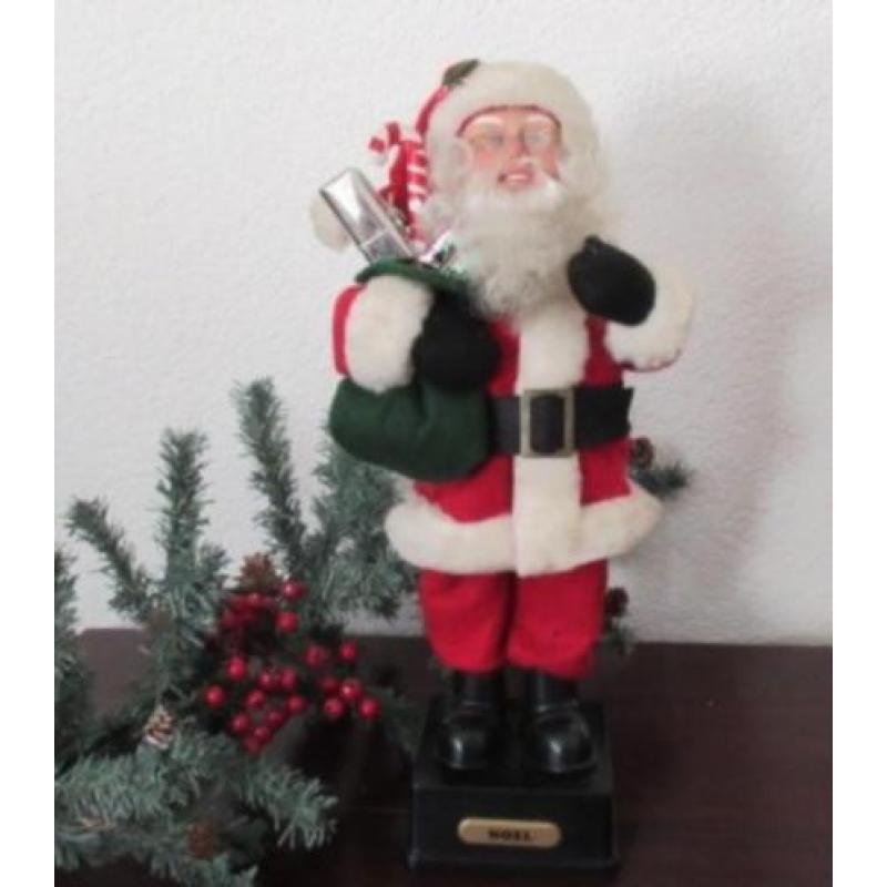 Grote oude bewegende kerstman met muziek 45/50 cm