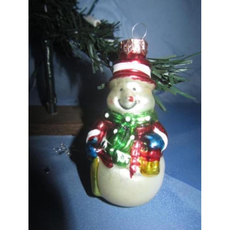 Kerstbal gekleurd ornament sneeuwpop 2 stuks