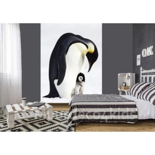 Keizerspinguïn met kuiken fotobehang, Pinguin behang