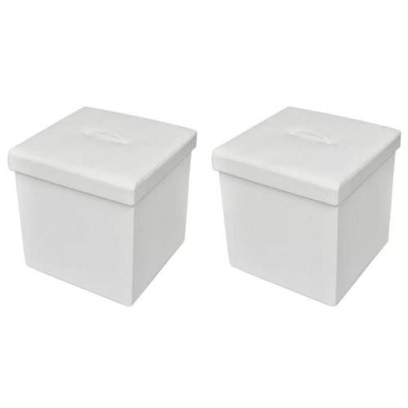 vidaXL Opvouwbare poef (wit, set van 2)
