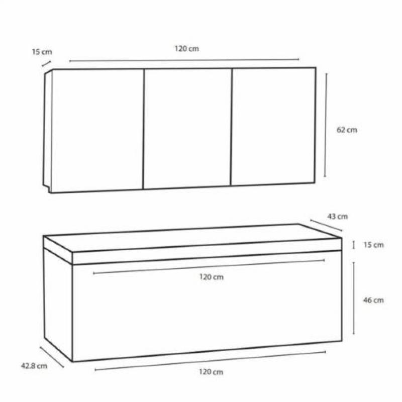 Badmeubelset Differnz The Collection 120x43x61 cm Wit/Zwa...