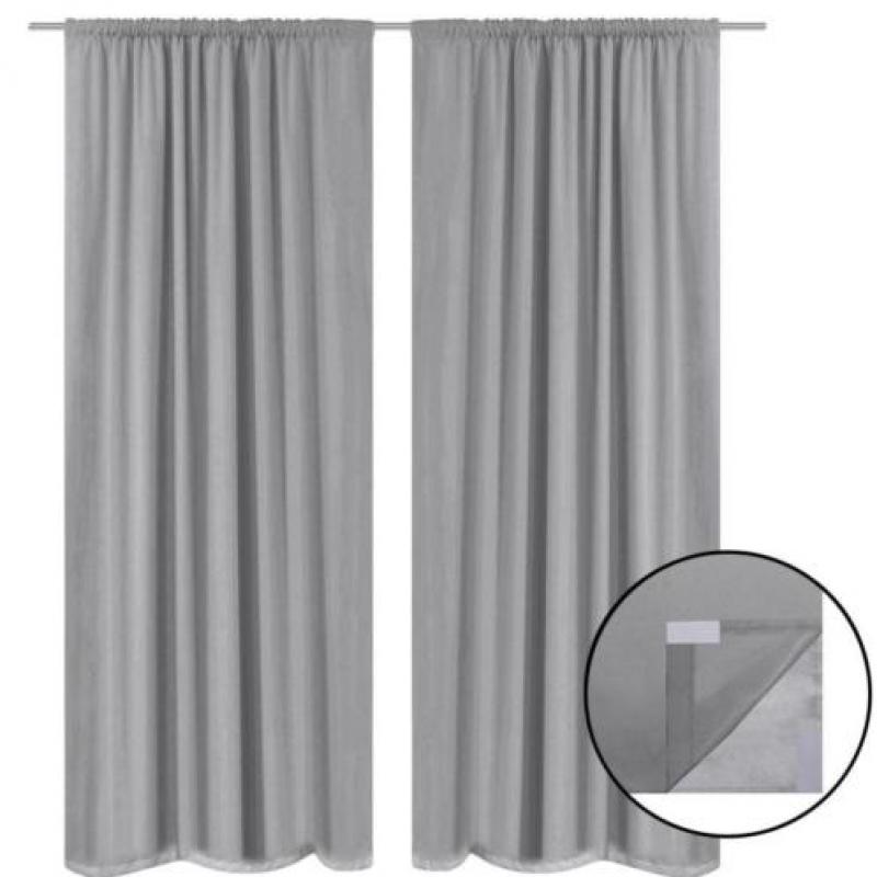 vidaXL Gordijnen verduisterend dubbellaags 140x175 cm grijs