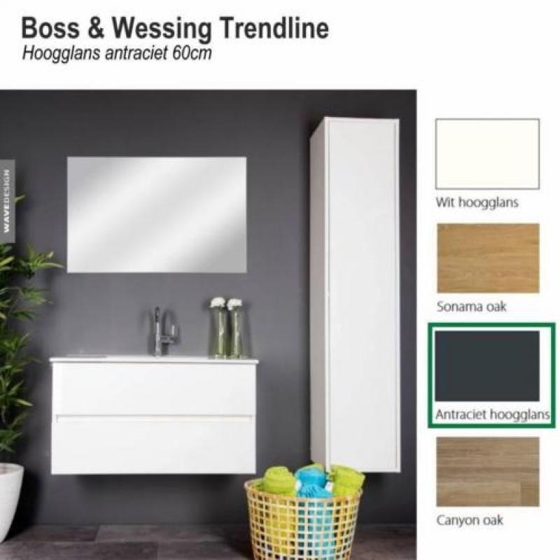 Badmeubel Trendline 60cm Hoogglans antraciet Softclose (V...