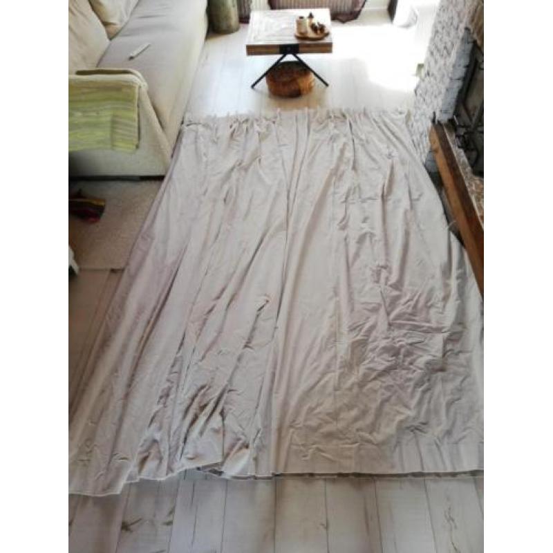 Gordijn verduisterend + vitrage 200x270cm plooigordijn beige