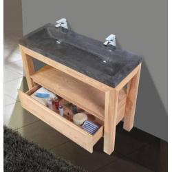 Badmeubel Robusta Stone 120cm massief Geolied Eiken