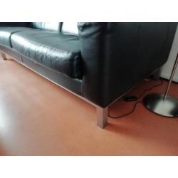 zwart leren 3 zits bank
