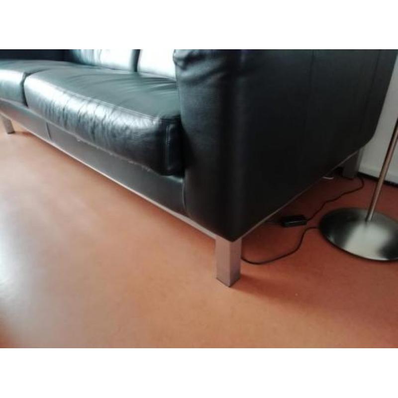 zwart leren 3 zits bank