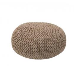 Gebreide Poef Groot 8211; Beige
