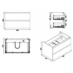 Vision losse onderkast+2 laden 80x47 houtnerf grijs