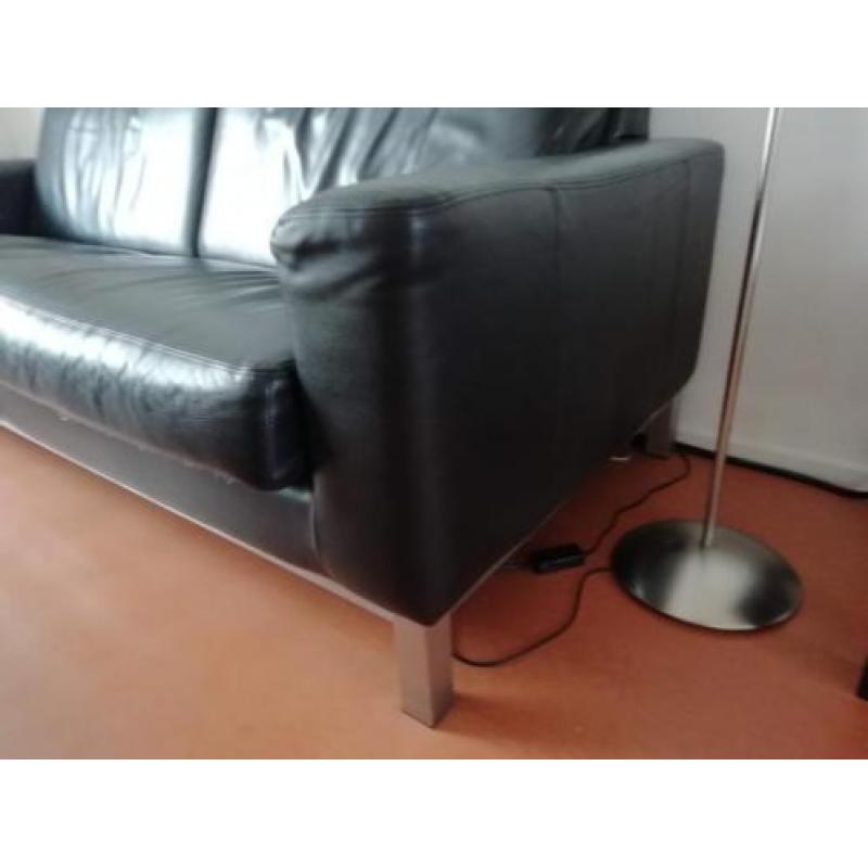 zwart leren 3 zits bank