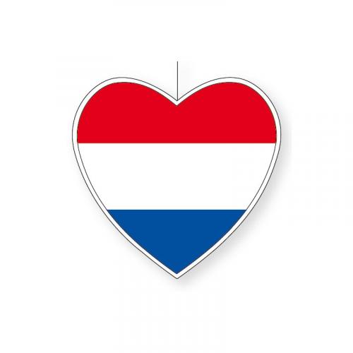 Kartonnen hart met de vlag van Nederland 28 cm