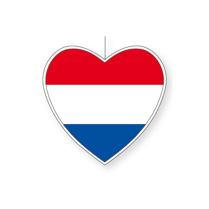 Kartonnen hart met de vlag van Nederland 28 cm